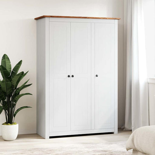 3-Door Wardrobe White 118x50x171.5 cm Pine Panama Range