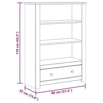 Bookcase White 80x35x110 cm Solid Pine Wood Panama Range