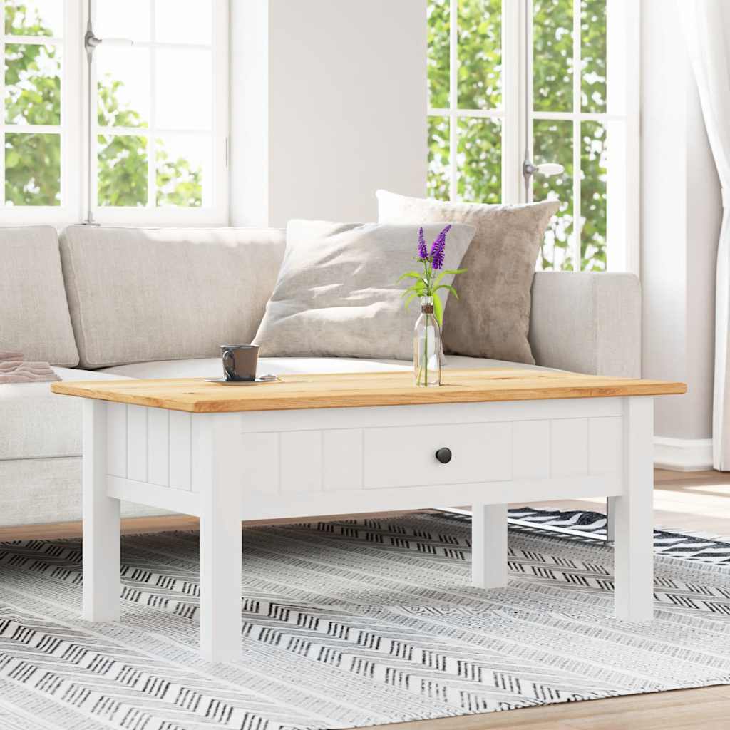 Coffee Table White 100x60x43.5 cm Solid Pine Wood Panama Range