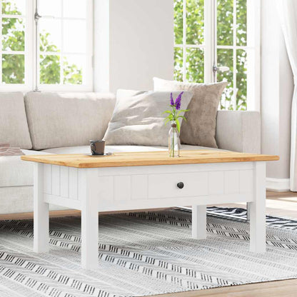 Coffee Table White 100x60x43.5 cm Solid Pine Wood Panama Range