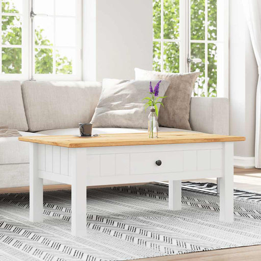 Coffee Table | White & natural wood | Solid Pine Wood | Storage