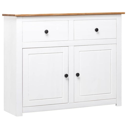 Sideboard | White and natural wood | Solid pine wood | 93x40x80 cm