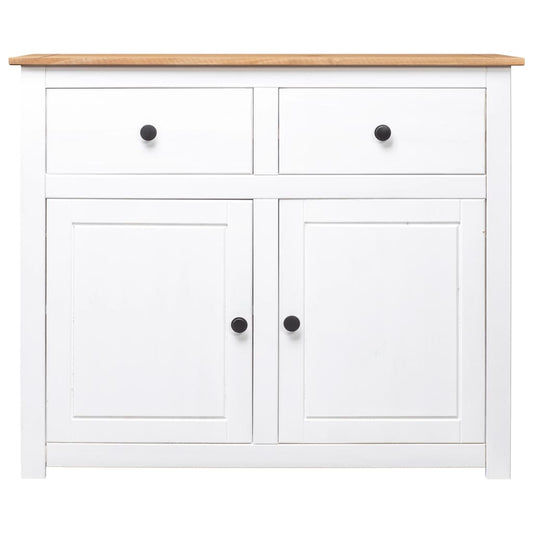 Sideboard | White and natural wood | Solid pine wood | 93x40x80 cm