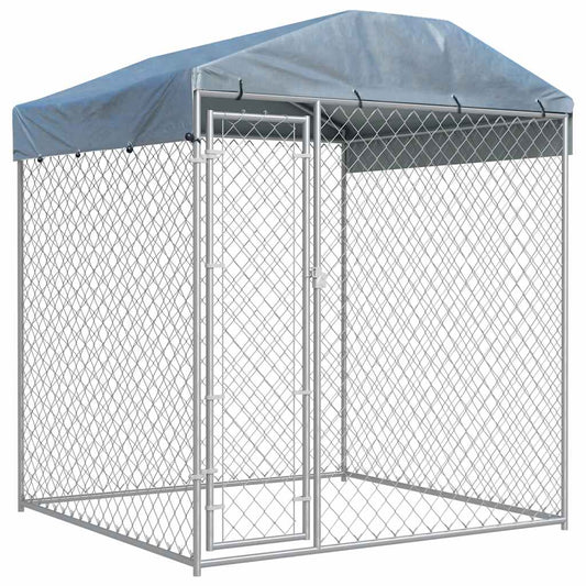 Dog Kennel | Silver | Galvanised Steel, Polyethylene | Large | Durable