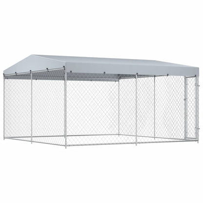 Outdoor Dog Kennel with Roof 382x382x225 cm
