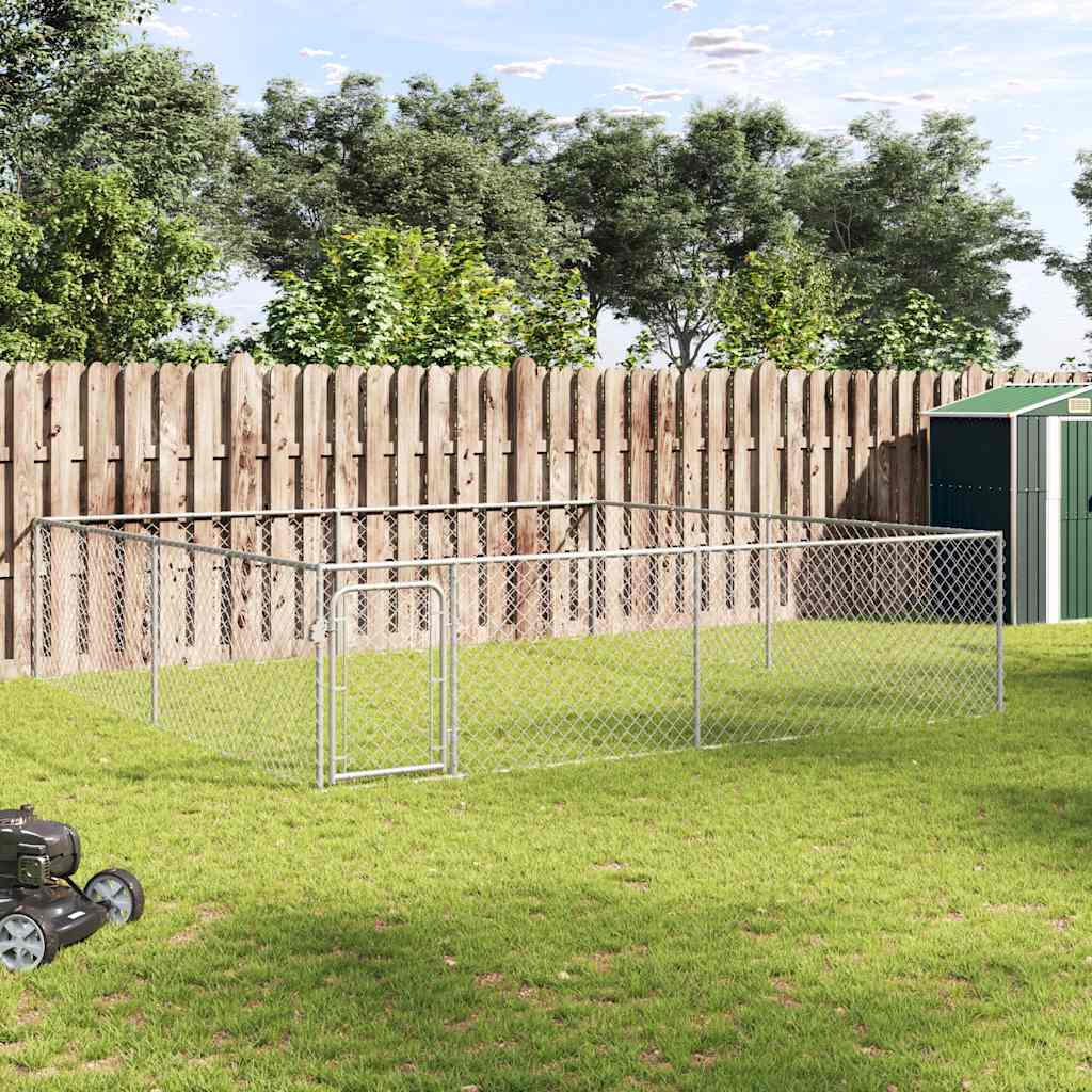 Outdoor Dog Kennel Galvanised Steel 4x4x1 m