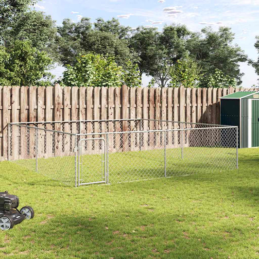 Outdoor Dog Kennel Galvanised Steel 4x4x1 m