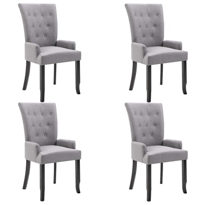 Dining Chairs with Armrests 4 pcs Light Gray Fabric