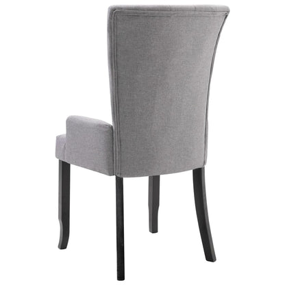 Dining Chairs with Armrests 4 pcs Light Gray Fabric