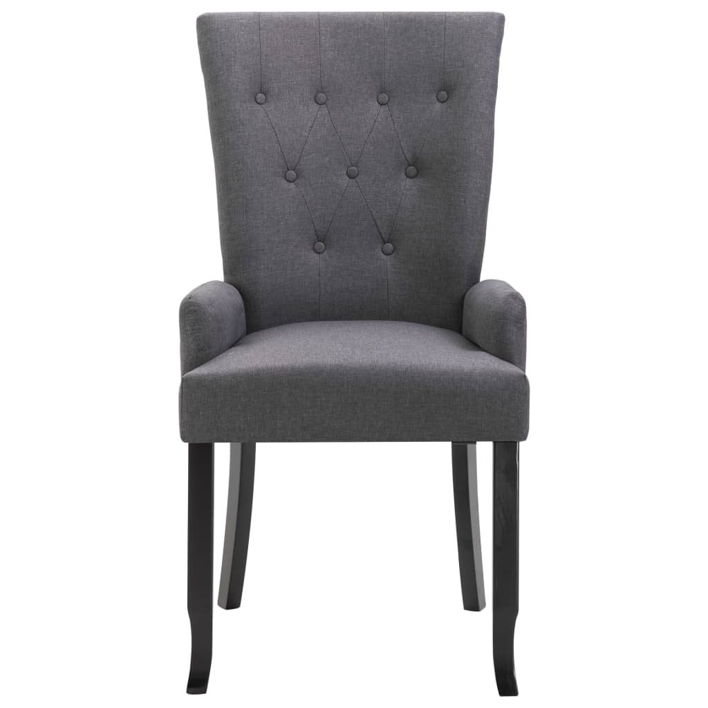 Dining Chairs with Armrests 2 pcs Dark Gray Fabric