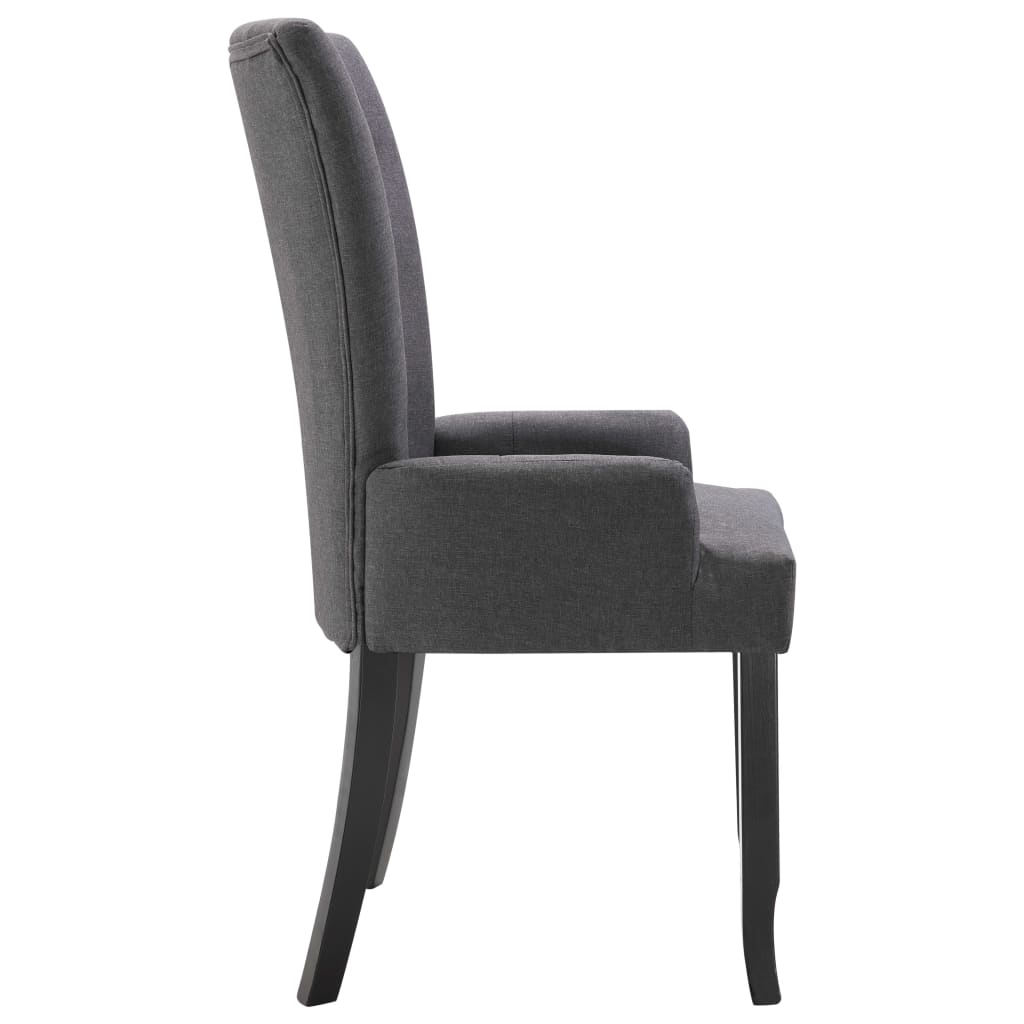 Dining Chairs with Armrests 2 pcs Dark Gray Fabric