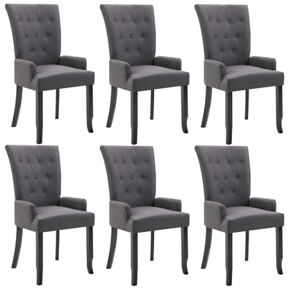 Dining Chairs with Armrests 6 pcs Dark Gray Fabric