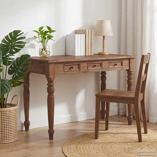 Desk | Warm brown | Solid mahogany wood | Medium | Storage | Desk