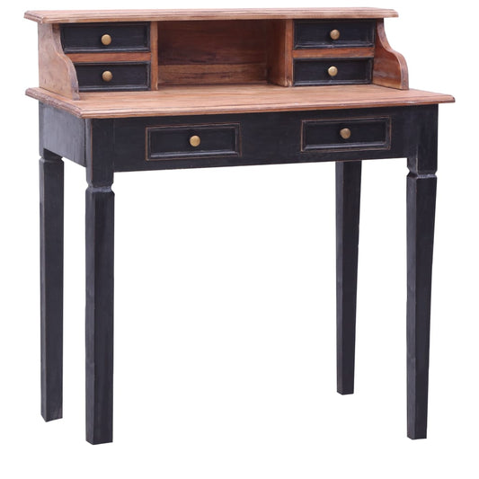 Writing Desk | Natural and black | Solid mahogany wood | Medium