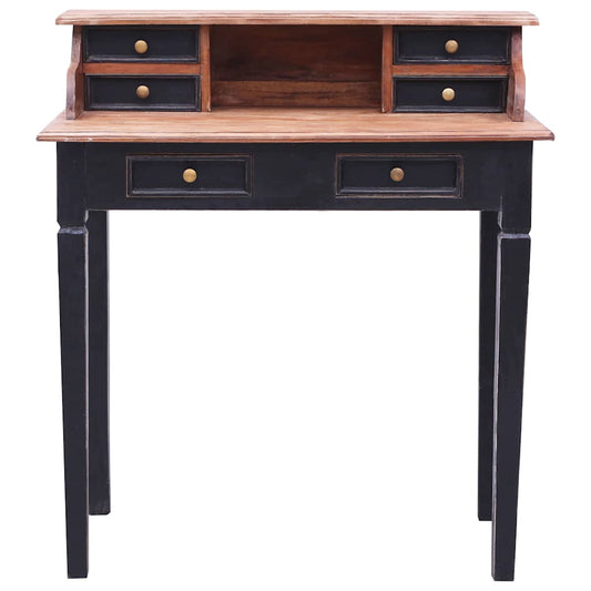 Writing Desk | Natural and black | Solid mahogany wood | Medium