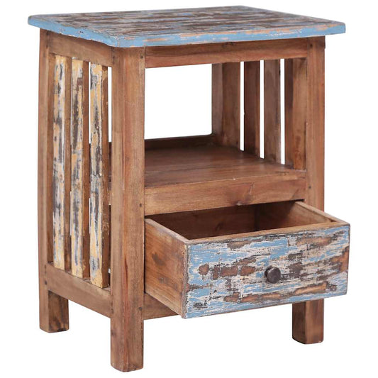 Bedside Cabinet | Brown and Blue | Solid mahogany wood | Medium
