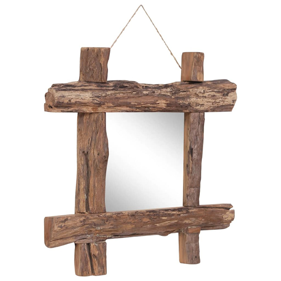 Log Mirror Natural 19.7"x19.7"x0" Recycled Teak Wood