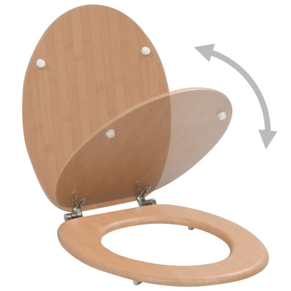 WC Toilet Seats 2 pcs with Lids MDF Bamboo Design