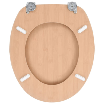 WC Toilet Seats 2 pcs with Lids MDF Bamboo Design