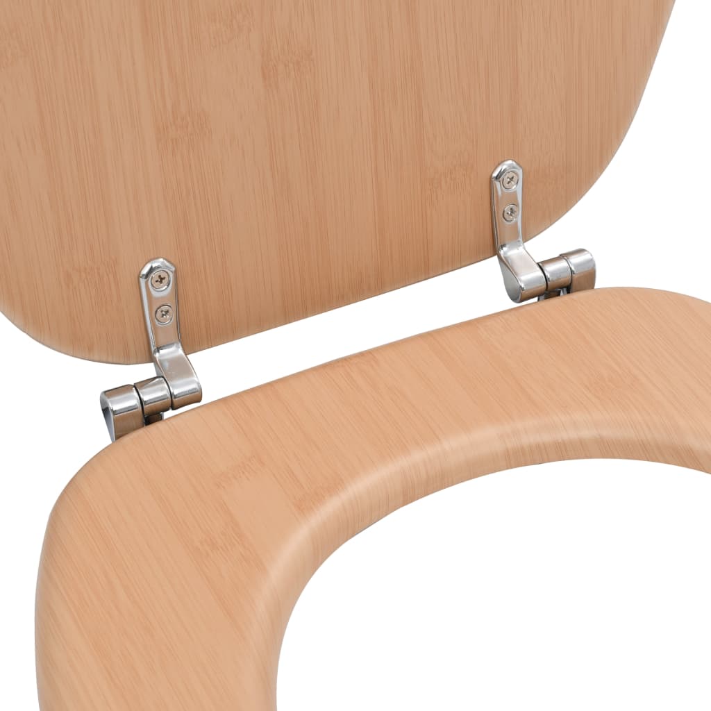 WC Toilet Seats 2 pcs with Lids MDF Bamboo Design