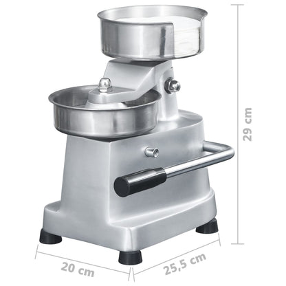 Hamburger Press Machine with 500 Patty Papers Aluminium 10 cm