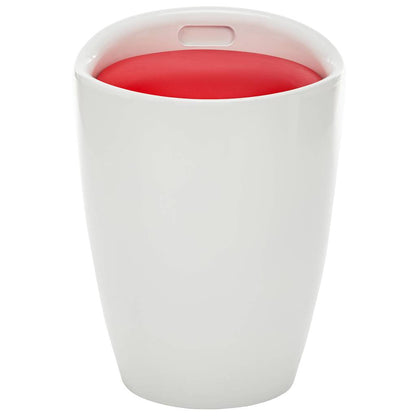 Storage Stool White and Red Faux Leather