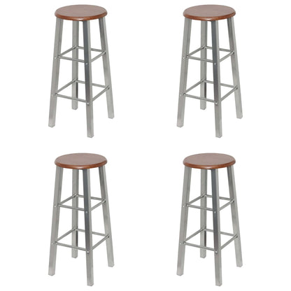 Bar Stools 4 pcs Silver and Brown MDF