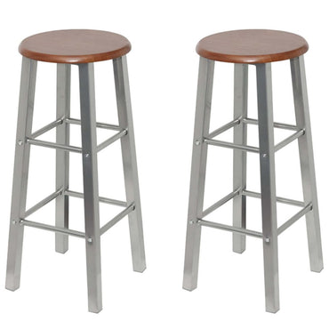 Bar Stools 4 pcs Silver and Brown MDF