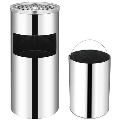 Ashtray Dustbin | Silver | Stainless Steel | Medium | Removable Covers