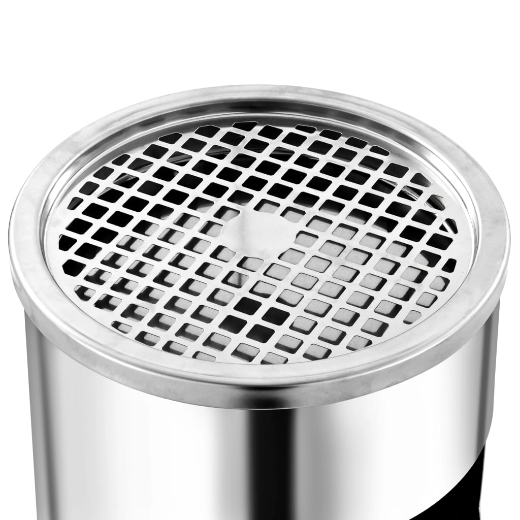 Ashtray Dustbin | Silver | Stainless Steel | Medium | Removable Covers