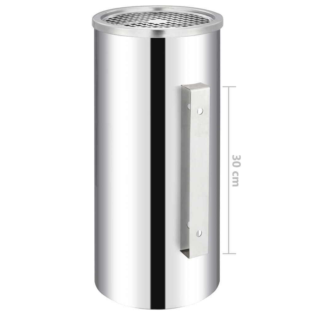 Ashtray Dustbin | Silver | Stainless Steel | Medium | Removable Covers