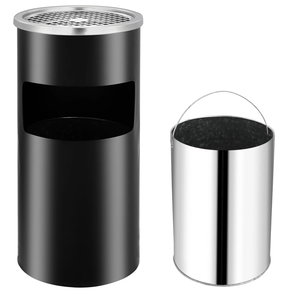 Ashtray Dustbin | Black | Powder coated steel | Standard | Wall mounting