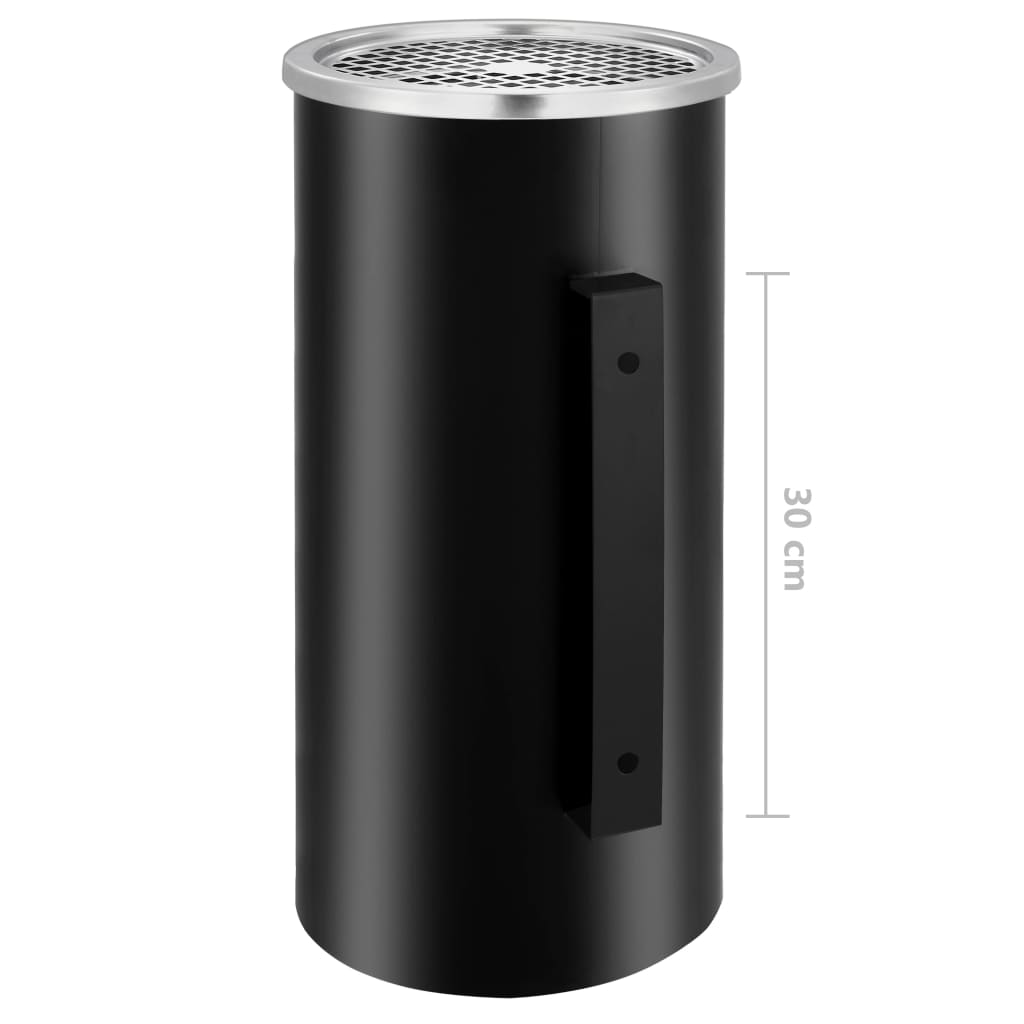 Ashtray Dustbin | Black | Powder coated steel | Standard | Wall mounting