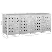 Quadruple Wheelie Bin Shed 240 L Stainless Steel