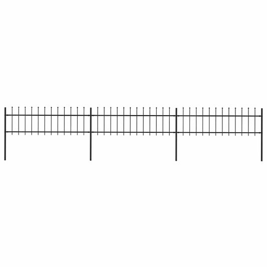 Garden Fence with Spear Top Steel 504x60 cm Black