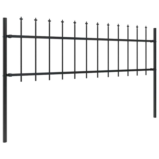 Garden Fence with Spear Top Steel 1172x60 cm Black