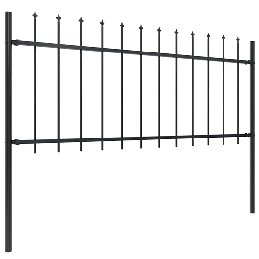 Garden Fence with Spear Top Steel 1673x80 cm Black