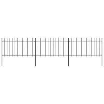 Garden Fence with Spear Top Steel 211.4"x39.4" Black