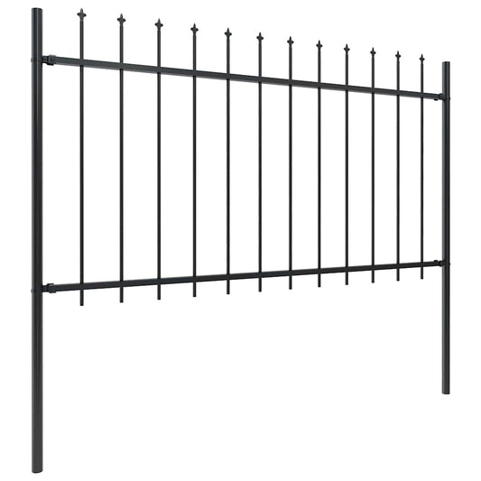 Garden Fence with Spear Top Steel 1172x100 cm Black