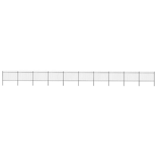 Garden Fence with Spear Top Steel 1673x120 cm Black