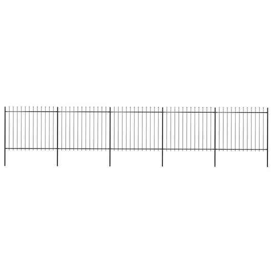 Garden Fence with Spear Top Steel 838x150 cm Black