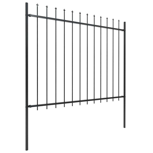 Garden Fence with Spear Top Steel 838x150 cm Black
