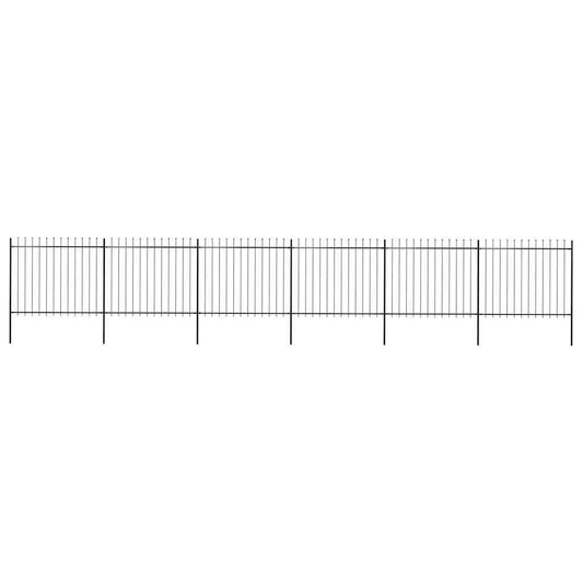 Garden Fence with Spear Top Steel 1005x150 cm Black