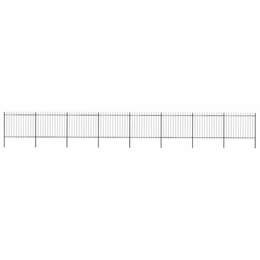 Garden Fence with Spear Top Steel 1339x150 cm Black