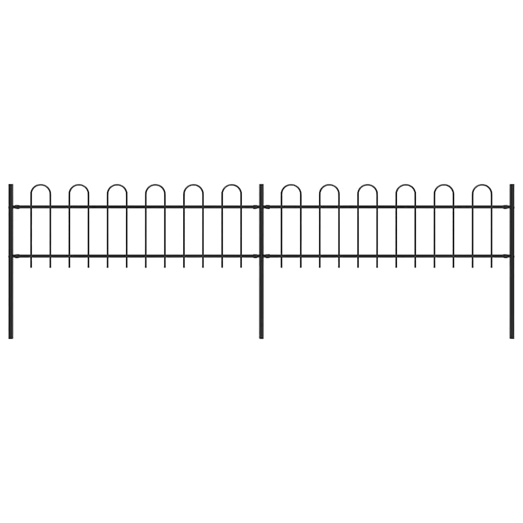 Garden Fence with Hoop Top Steel 141.3"x23.6" Black
