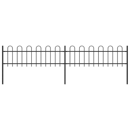 Garden Fence with Hoop Top Steel 141.3"x23.6" Black