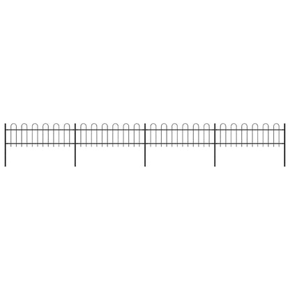 Garden Fence with Hoop Top Steel 281.3"x23.6" Black
