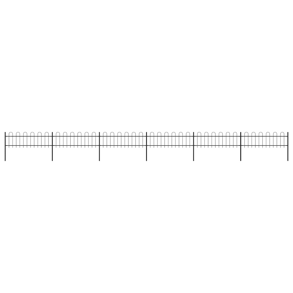 Garden Fence with Hoop Top Steel 421.3"x23.6" Black