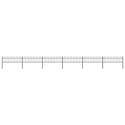 Garden Fence with Hoop Top Steel 421.3"x23.6" Black