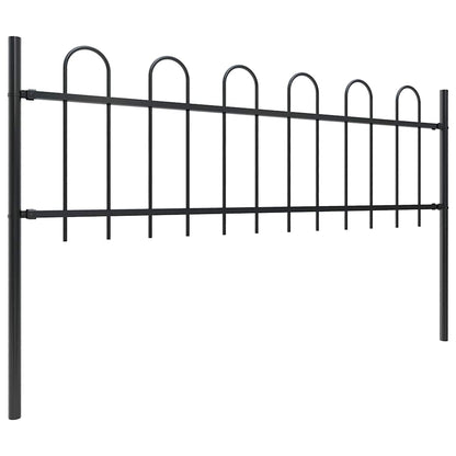 Garden Fence with Hoop Top Steel 421.3"x23.6" Black